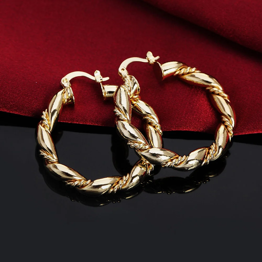 Statement Earrings Oversized - Hot 18K corda d'oro rotonda grande